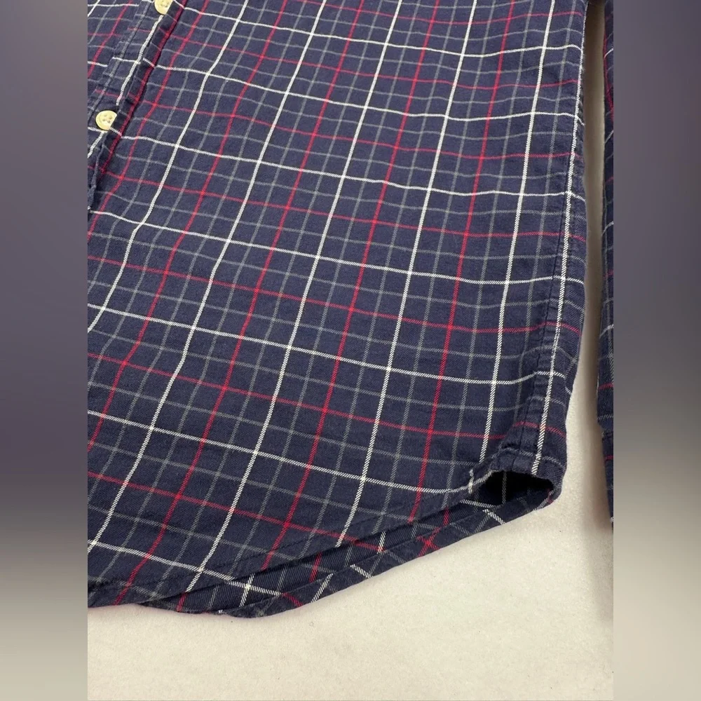 RALPH LAUREN Kids Boy’s 100% Cotton Purple Tartan Plaid Casual Button Down Large